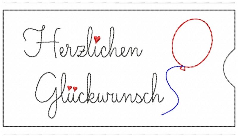 Stickdatei ITH Schokohülle Luftballon Herzlichen Glückwunsch S380-10
